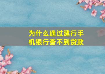 为什么通过建行手机银行查不到贷款