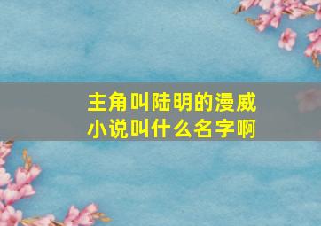 主角叫陆明的漫威小说叫什么名字啊