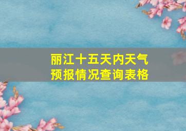 丽江十五天内天气预报情况查询表格