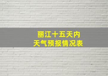 丽江十五天内天气预报情况表