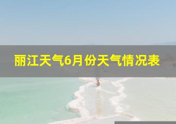 丽江天气6月份天气情况表