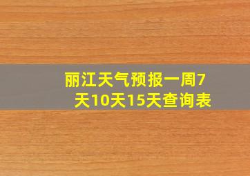 丽江天气预报一周7天10天15天查询表