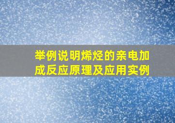 举例说明烯烃的亲电加成反应原理及应用实例