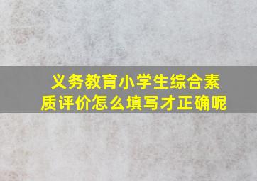 义务教育小学生综合素质评价怎么填写才正确呢