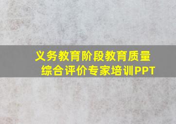 义务教育阶段教育质量综合评价专家培训PPT