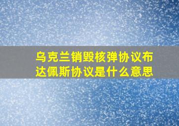 乌克兰销毁核弹协议布达佩斯协议是什么意思