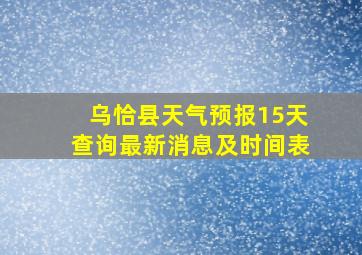 乌恰县天气预报15天查询最新消息及时间表