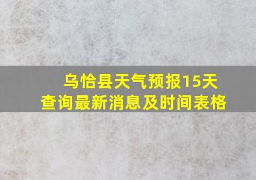 乌恰县天气预报15天查询最新消息及时间表格