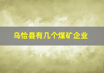 乌恰县有几个煤矿企业