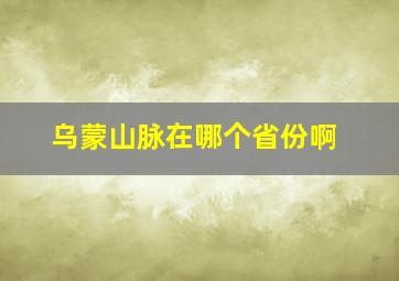 乌蒙山脉在哪个省份啊