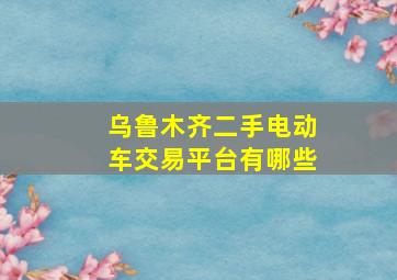 乌鲁木齐二手电动车交易平台有哪些