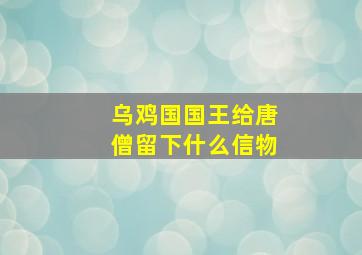 乌鸡国国王给唐僧留下什么信物