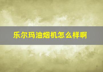 乐尔玛油烟机怎么样啊