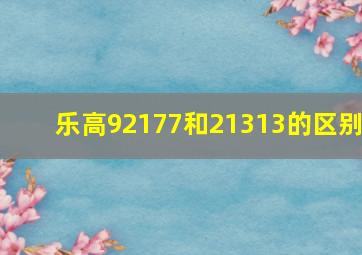 乐高92177和21313的区别