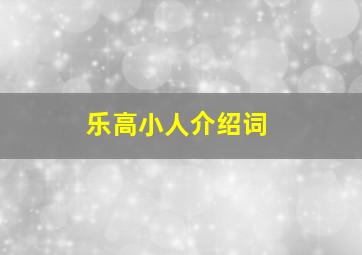 乐高小人介绍词