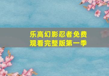 乐高幻影忍者免费观看完整版第一季