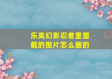 乐高幻影忍者里面截的图片怎么画的