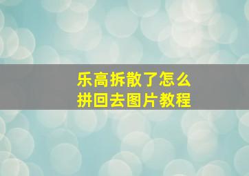 乐高拆散了怎么拼回去图片教程