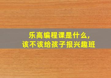 乐高编程课是什么,该不该给孩子报兴趣班