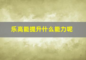 乐高能提升什么能力呢