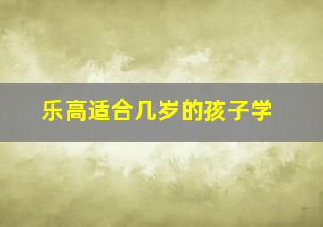 乐高适合几岁的孩子学