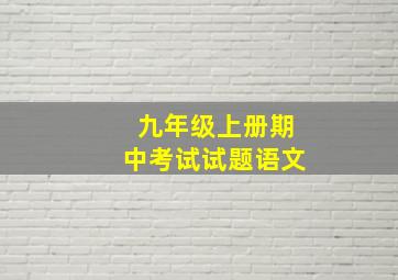 九年级上册期中考试试题语文