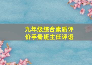 九年级综合素质评价手册班主任评语