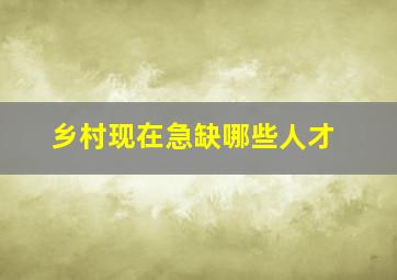 乡村现在急缺哪些人才