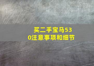 买二手宝马530注意事项和细节