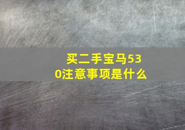 买二手宝马530注意事项是什么