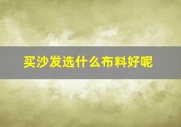 买沙发选什么布料好呢