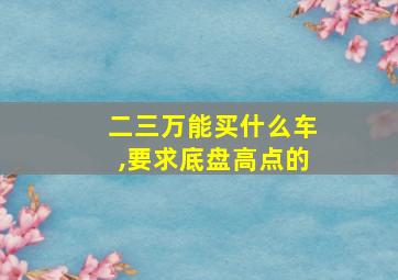 二三万能买什么车,要求底盘高点的