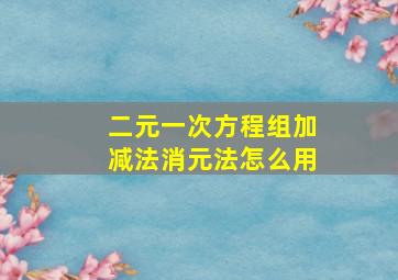 二元一次方程组加减法消元法怎么用