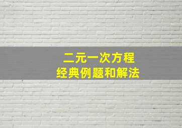 二元一次方程经典例题和解法