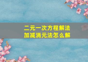 二元一次方程解法加减消元法怎么解