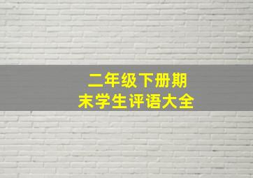 二年级下册期末学生评语大全