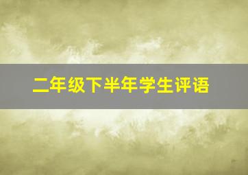 二年级下半年学生评语