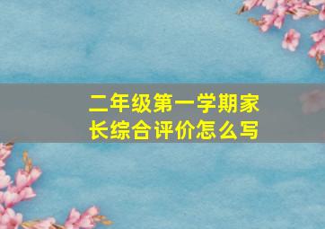 二年级第一学期家长综合评价怎么写