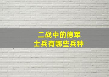 二战中的德军士兵有哪些兵种