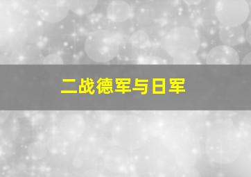 二战德军与日军