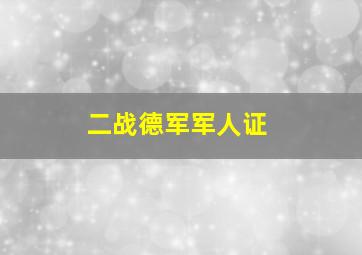 二战德军军人证