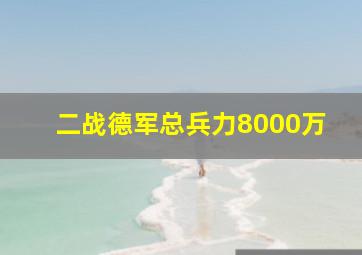 二战德军总兵力8000万