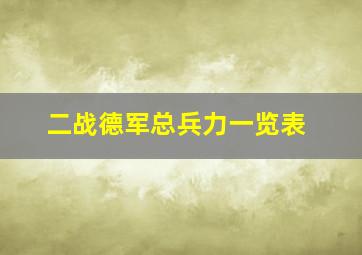 二战德军总兵力一览表