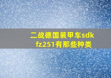 二战德国装甲车sdkfz251有那些种类