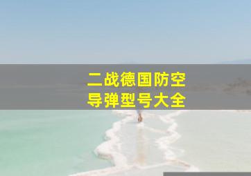 二战德国防空导弹型号大全