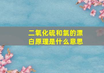 二氧化硫和氯的漂白原理是什么意思