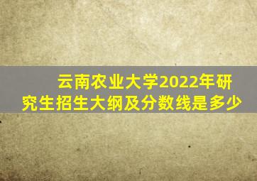 云南农业大学2022年研究生招生大纲及分数线是多少