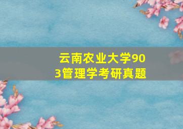 云南农业大学903管理学考研真题