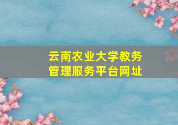 云南农业大学教务管理服务平台网址