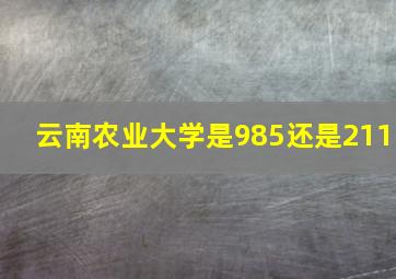 云南农业大学是985还是211